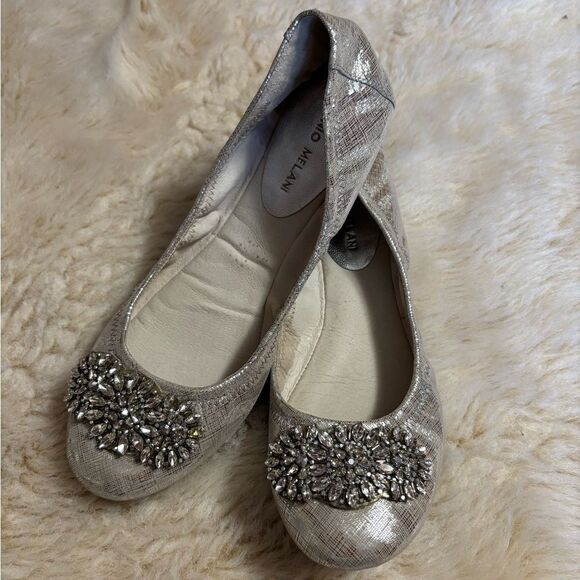ANTONIO MELANI Shoes - Antonio Melani Silver Ballet Flats with Jewel Detail size 10